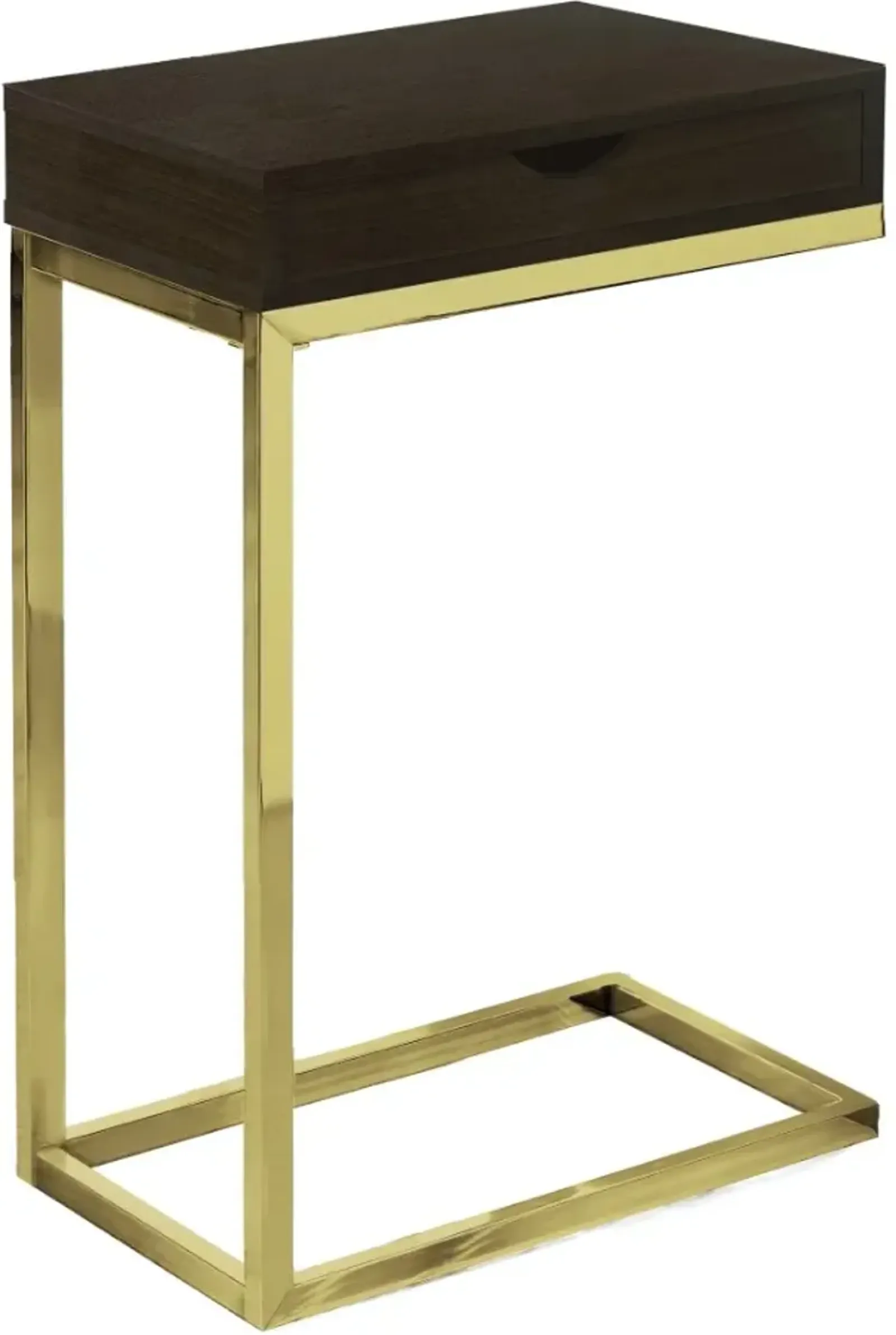 Monarch Specialties Inc. Espresso Drawer Accent Tables with Gold Metal Base