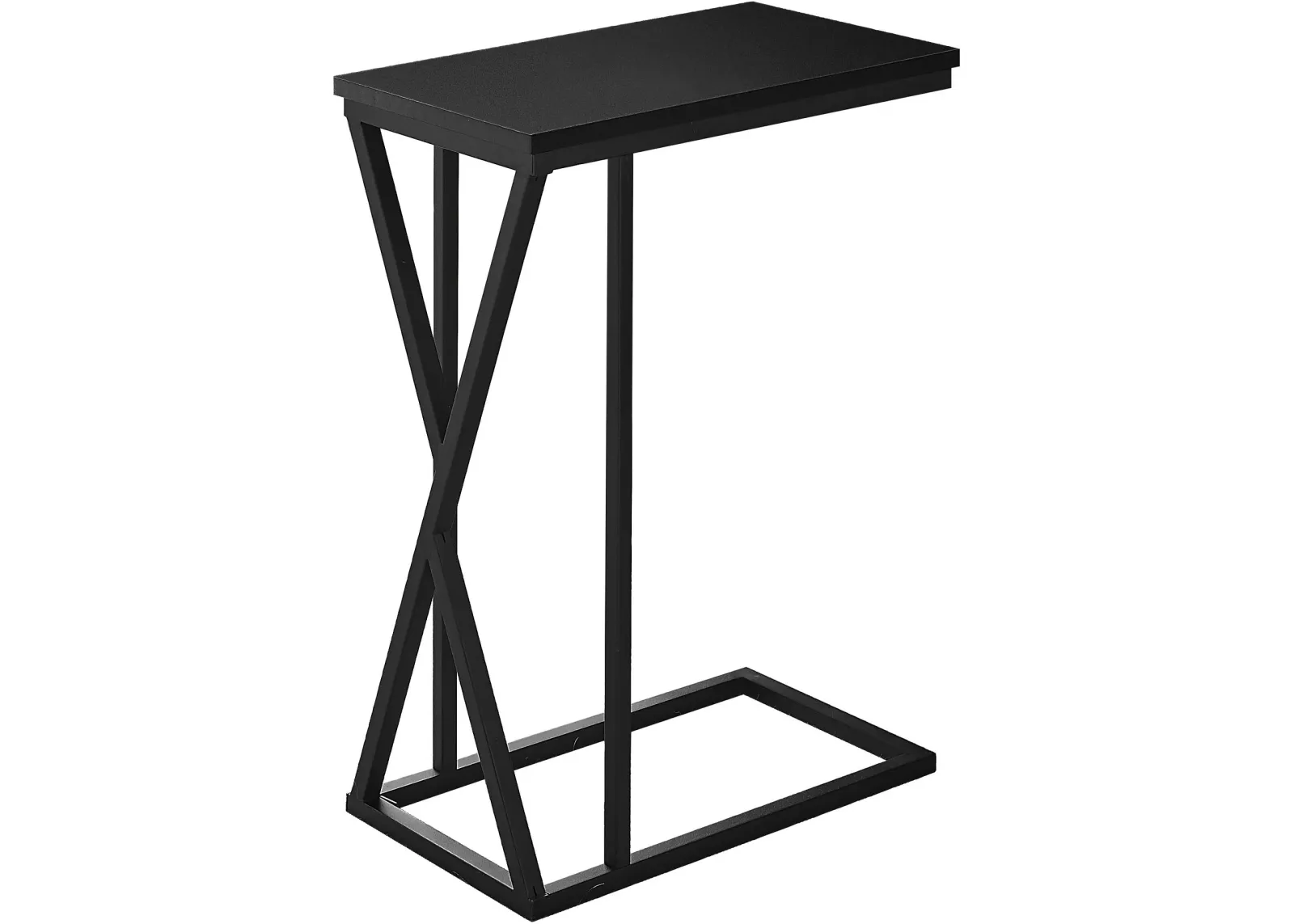 Accent Table, C-Shaped, End, Side, Snack, Living Room, Bedroom, Metal, Laminate, Black, Contemporary, Modern