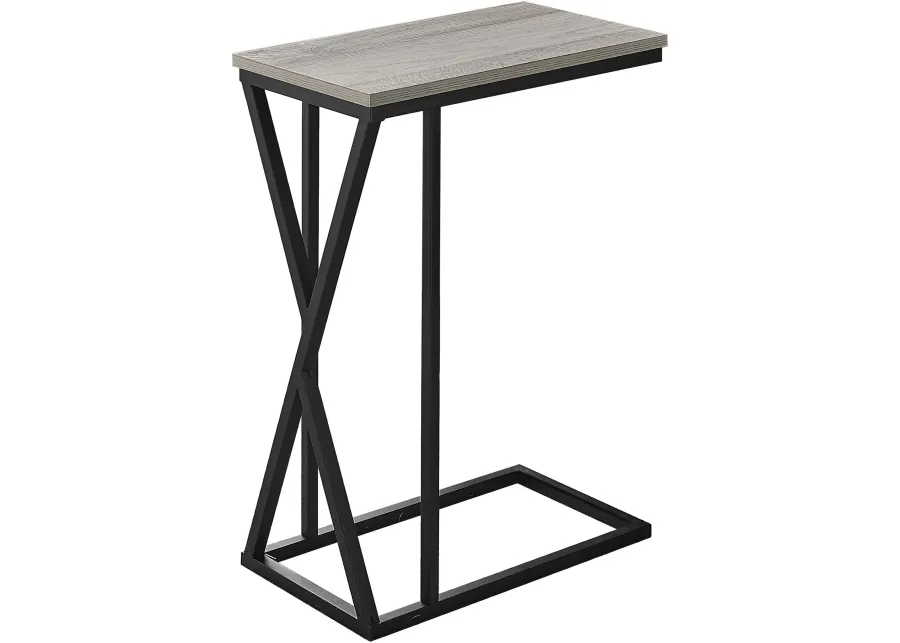 Accent Table, C-Shaped, End, Side, Snack, Living Room, Bedroom, Metal, Laminate, Grey, Black, Contemporary, Modern