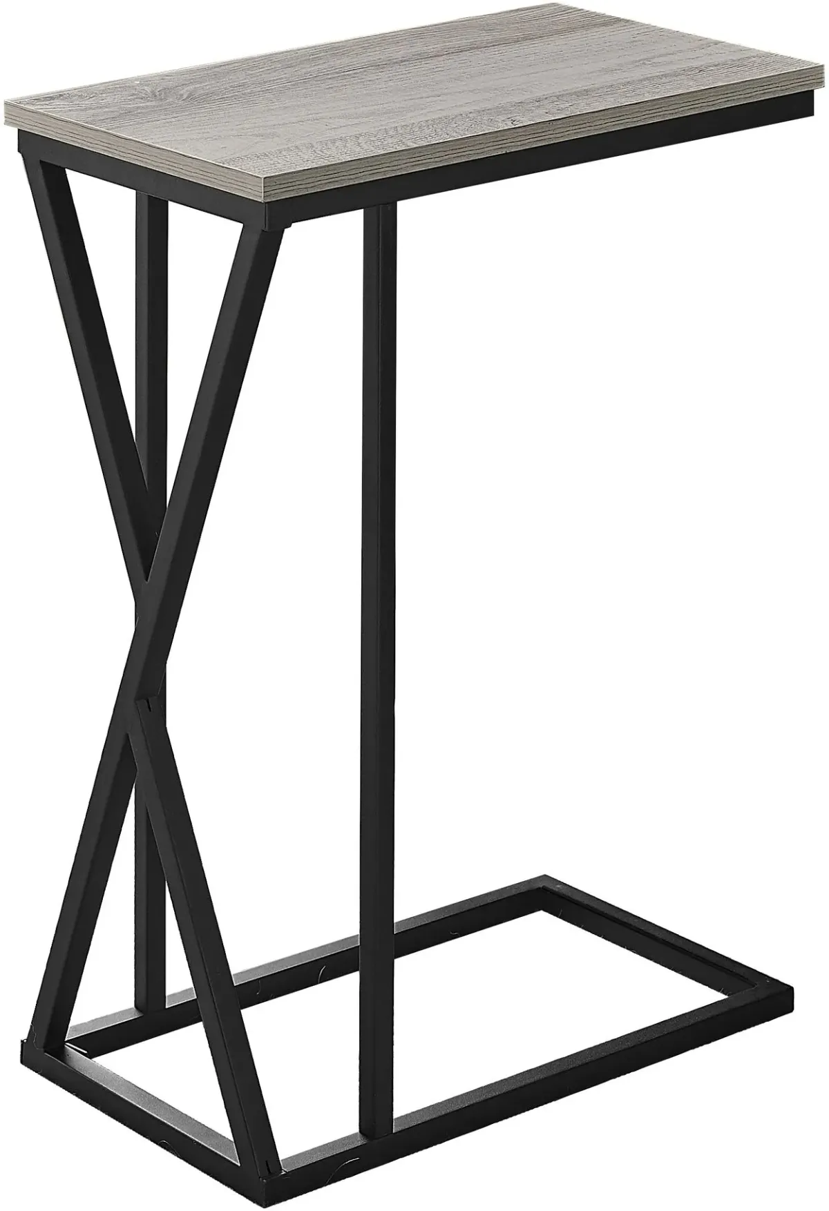 Accent Table, C-Shaped, End, Side, Snack, Living Room, Bedroom, Metal, Laminate, Grey, Black, Contemporary, Modern