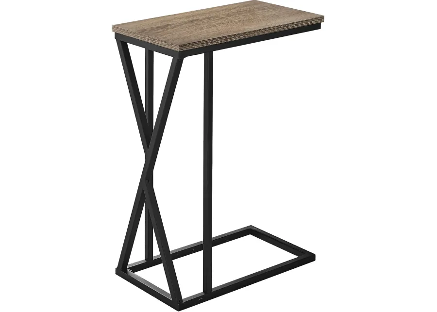 Accent Table, C-Shaped, End, Side, Snack, Living Room, Bedroom, Metal, Laminate, Brown, Black, Contemporary, Modern