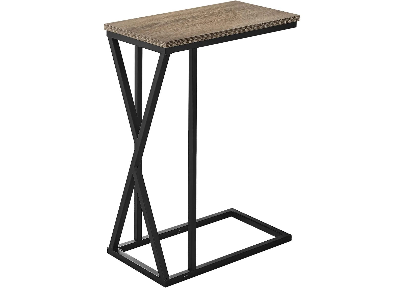 Accent Table, C-Shaped, End, Side, Snack, Living Room, Bedroom, Metal, Laminate, Brown, Black, Contemporary, Modern