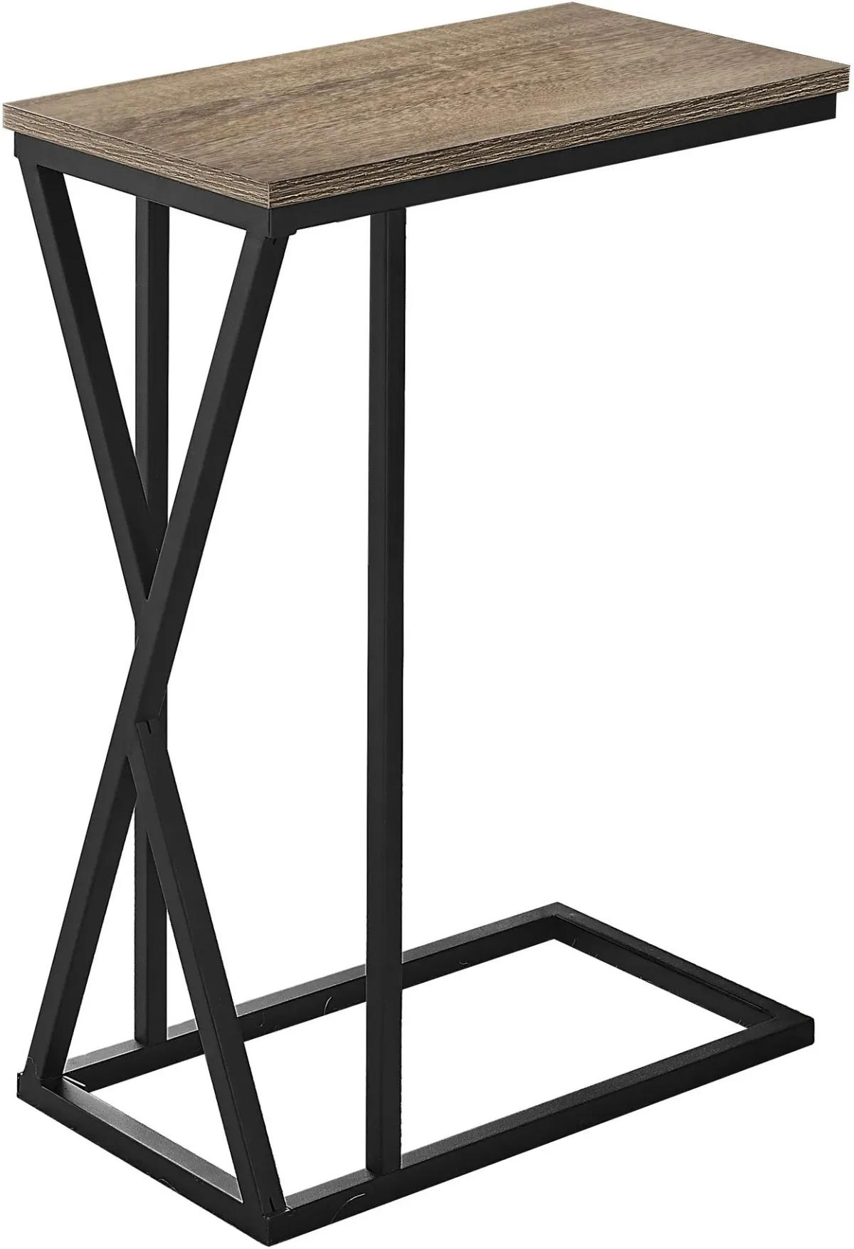 Accent Table, C-Shaped, End, Side, Snack, Living Room, Bedroom, Metal, Laminate, Brown, Black, Contemporary, Modern