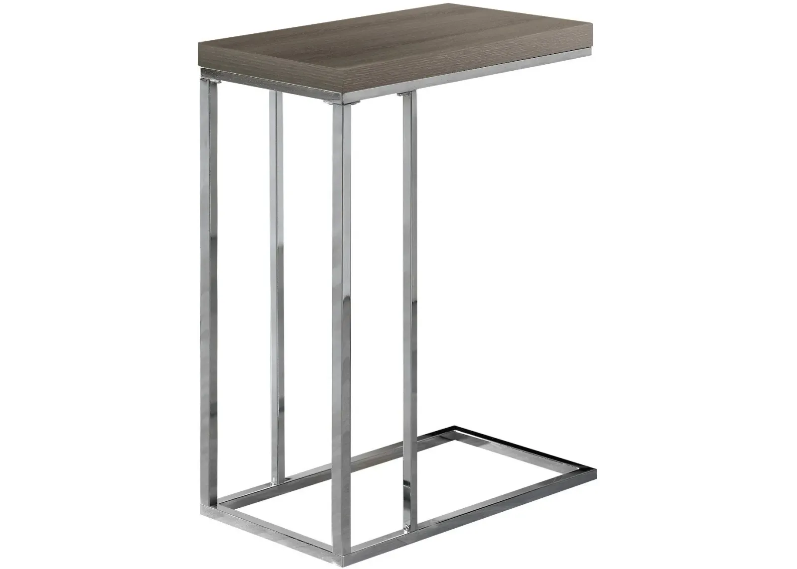 Accent Table, C-Shaped, End, Side, Snack, Living Room, Bedroom, Metal, Laminate, Brown, Chrome, Contemporary, Modern