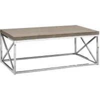 Coffee Table, Accent, Cocktail, Rectangular, Living Room, 44"L, Metal, Laminate, Brown, Chrome, Contemporary, Modern