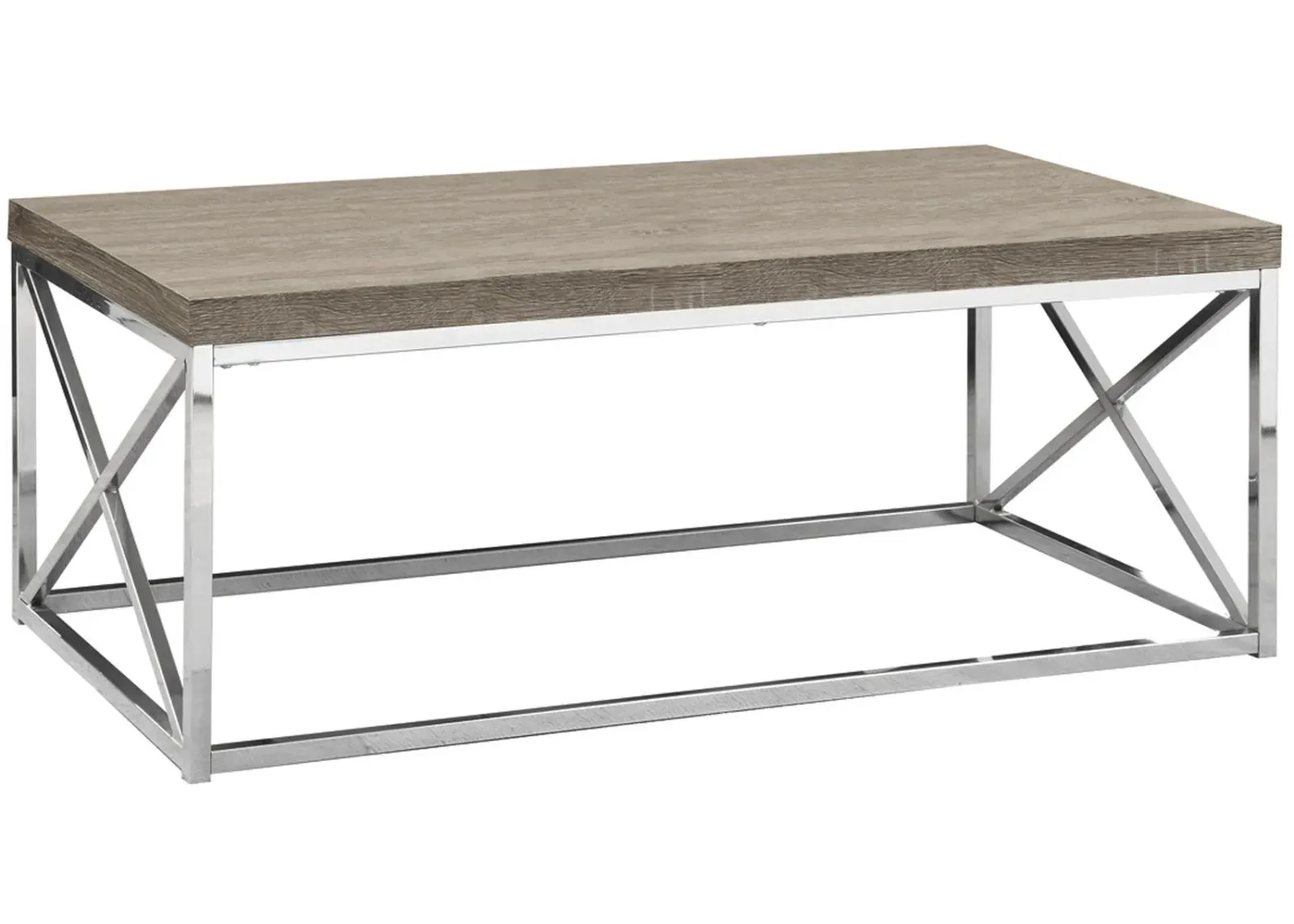 Coffee Table, Accent, Cocktail, Rectangular, Living Room, 44"L, Metal, Laminate, Brown, Chrome, Contemporary, Modern