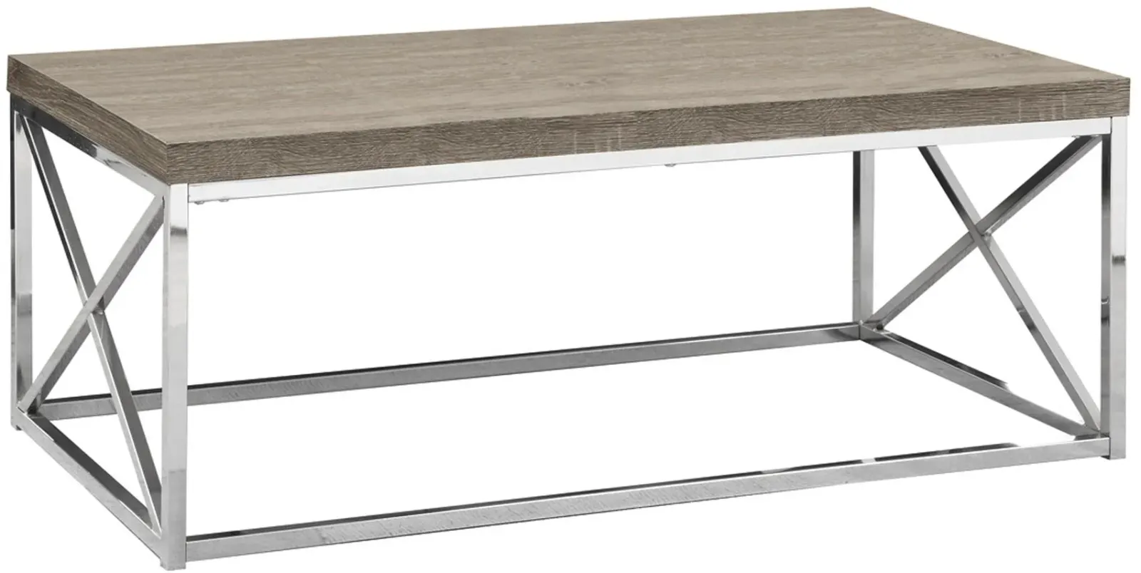 Coffee Table, Accent, Cocktail, Rectangular, Living Room, 44"L, Metal, Laminate, Brown, Chrome, Contemporary, Modern