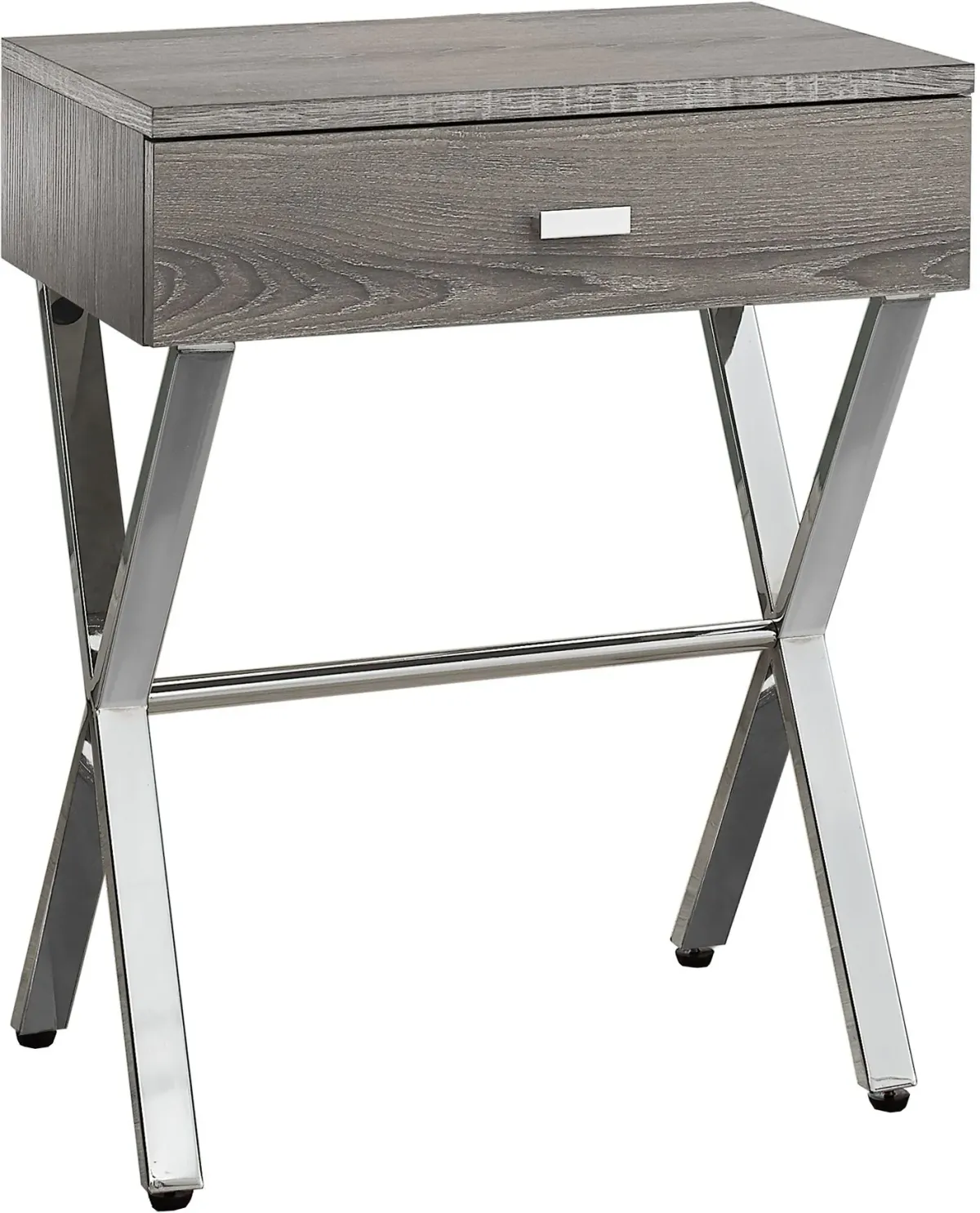 Accent Table, Side, End, Nightstand, Lamp, Storage Drawer, Living Room, Bedroom, Metal, Laminate, Brown, Chrome, Contemporary, Modern