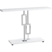 Accent Table, Console, Entryway, Narrow, Sofa, Living Room, Bedroom, Metal, Laminate, Glossy White, Chrome, Contemporary, Modern