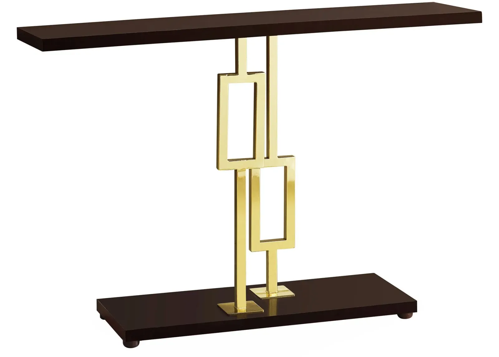 Accent Table, Console, Entryway, Narrow, Sofa, Living Room, Bedroom, Metal, Laminate, Brown, Gold, Contemporary, Modern