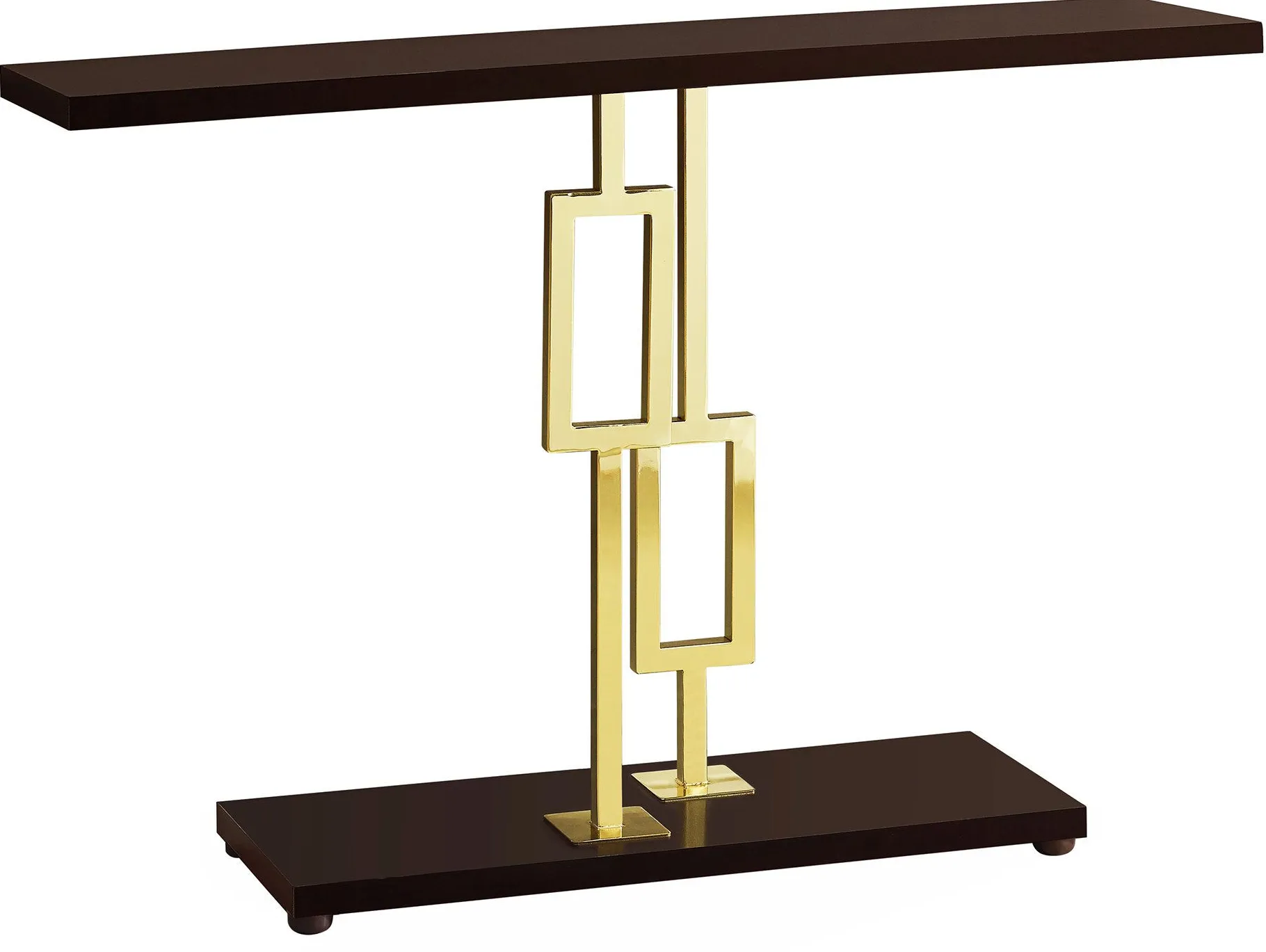 Accent Table, Console, Entryway, Narrow, Sofa, Living Room, Bedroom, Metal, Laminate, Brown, Gold, Contemporary, Modern