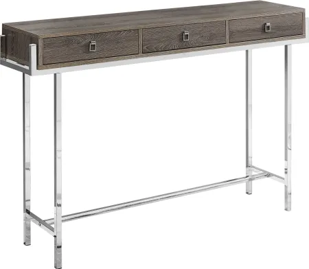 Accent Table, Console, Entryway, Narrow, Sofa, Storage Drawer, Living Room, Bedroom, Metal, Laminate, Brown, Chrome, Contemporary, Modern