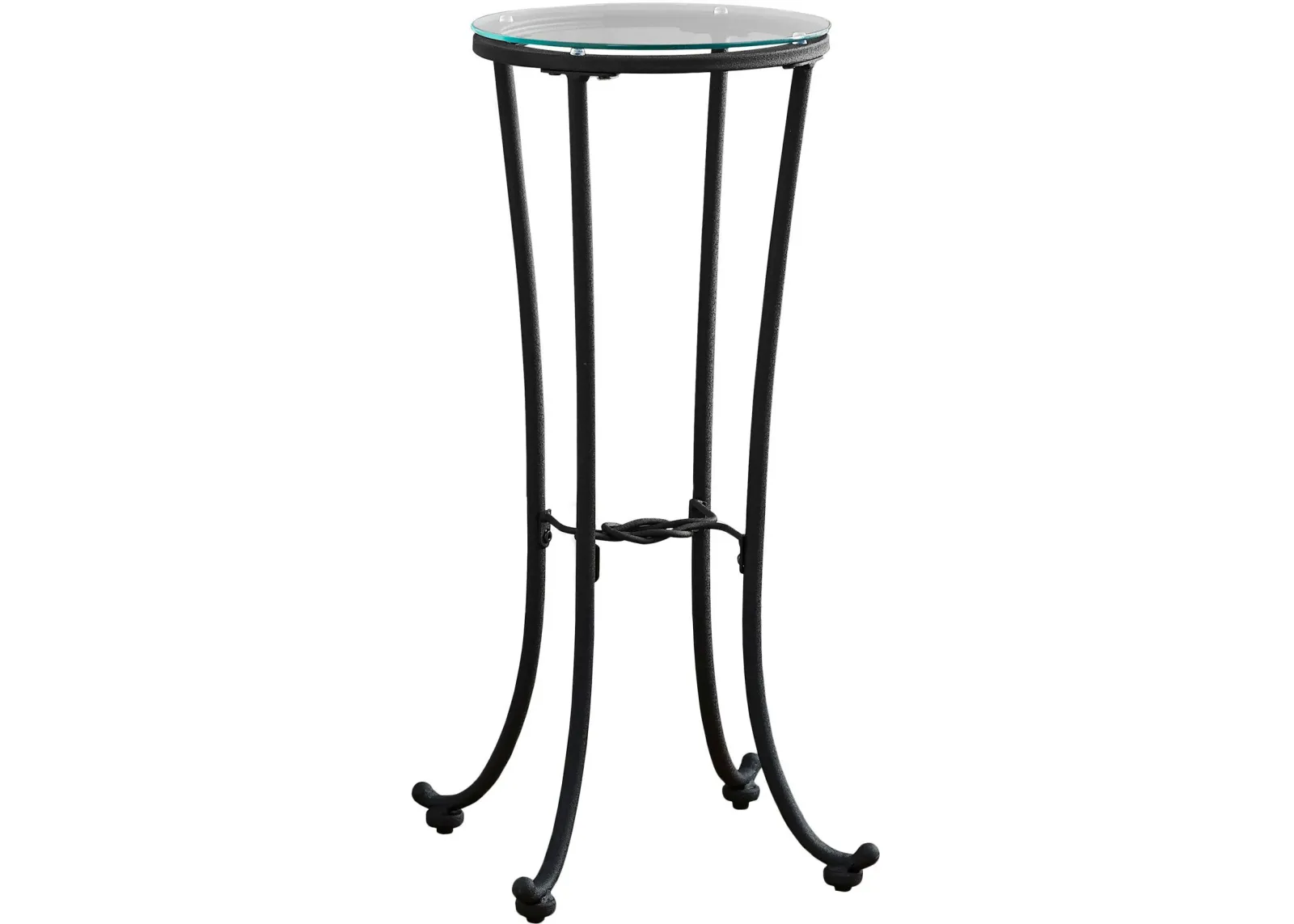 Accent Table, Side, End, Plant Stand, Round, Living Room, Bedroom, Metal, Tempered Glass, Black, Clear, Contemporary, Modern