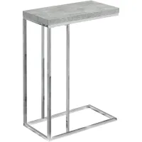Accent Table, C-Shaped, End, Side, Snack, Living Room, Bedroom, Metal, Laminate, Grey, Chrome, Contemporary, Modern