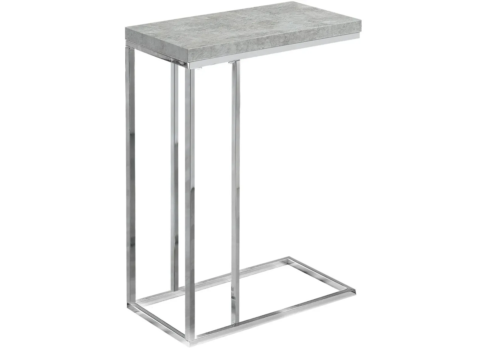 Accent Table, C-Shaped, End, Side, Snack, Living Room, Bedroom, Metal, Laminate, Grey, Chrome, Contemporary, Modern