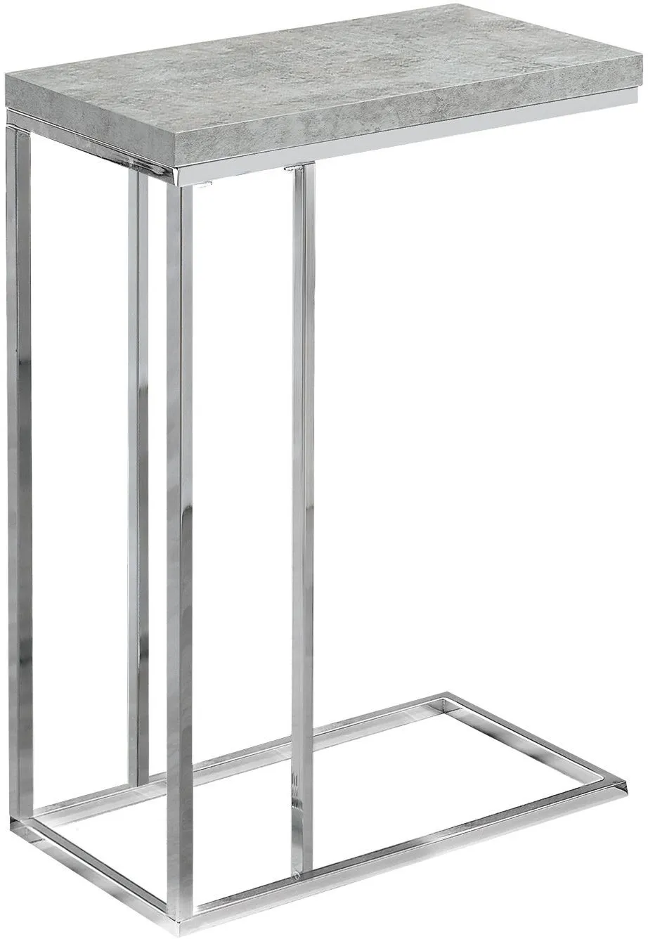 Accent Table, C-Shaped, End, Side, Snack, Living Room, Bedroom, Metal, Laminate, Grey, Chrome, Contemporary, Modern