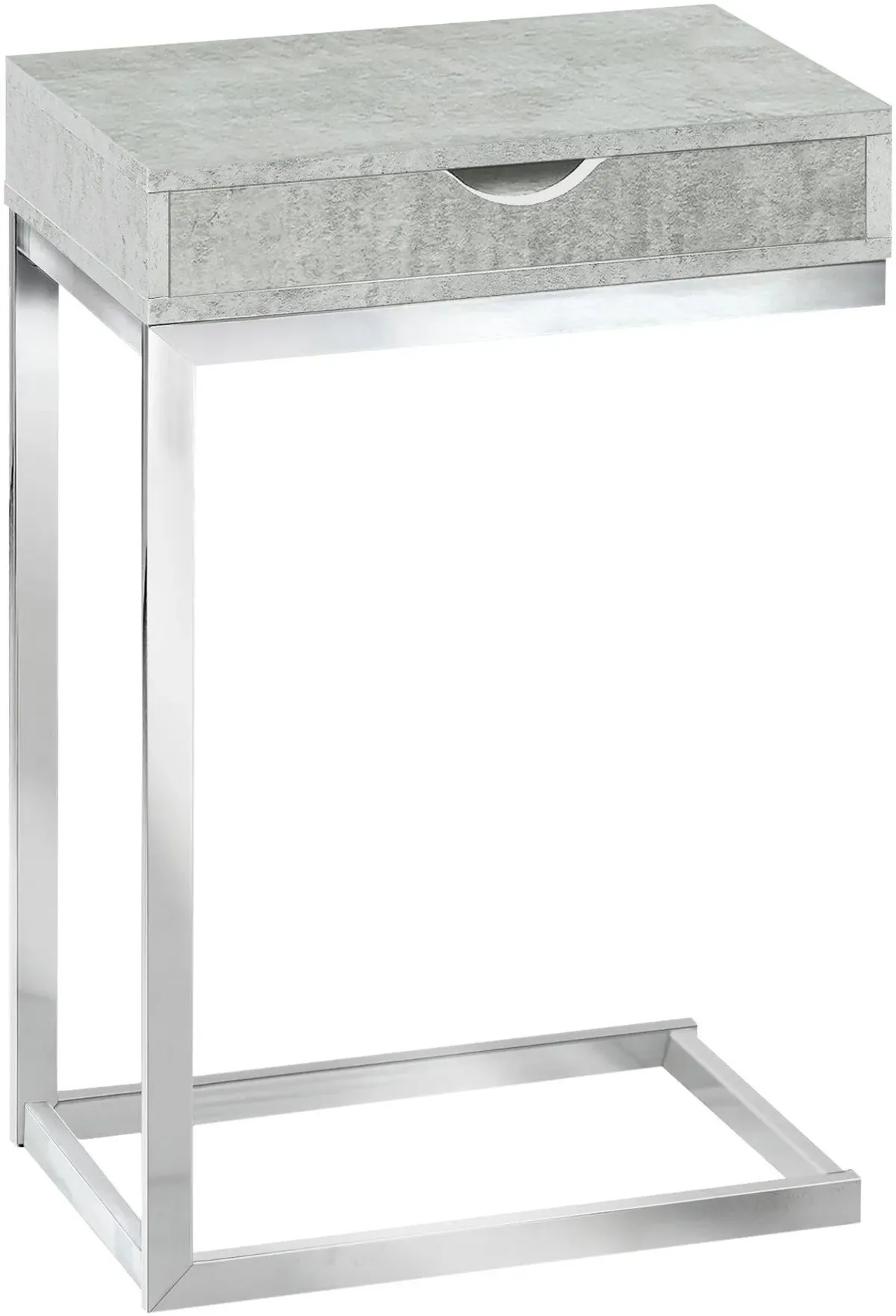 Accent Table, C-Shaped, End, Side, Snack, Storage Drawer, Living Room, Bedroom, Metal, Laminate, Grey, Chrome, Contemporary, Modern