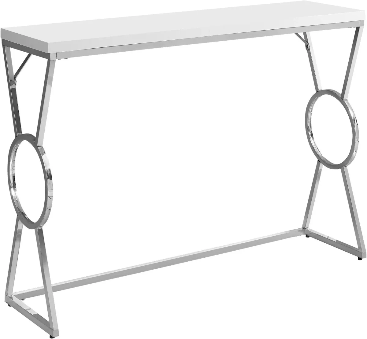 Accent Table, Console, Entryway, Narrow, Sofa, Living Room, Bedroom, Metal, Laminate, Glossy White, Chrome, Contemporary, Modern