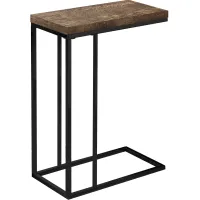 Accent Table, C-Shaped, End, Side, Snack, Living Room, Bedroom, Metal, Laminate, Brown, Black, Contemporary, Modern