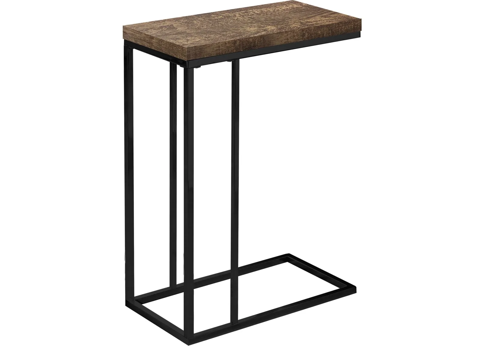 Accent Table, C-Shaped, End, Side, Snack, Living Room, Bedroom, Metal, Laminate, Brown, Black, Contemporary, Modern