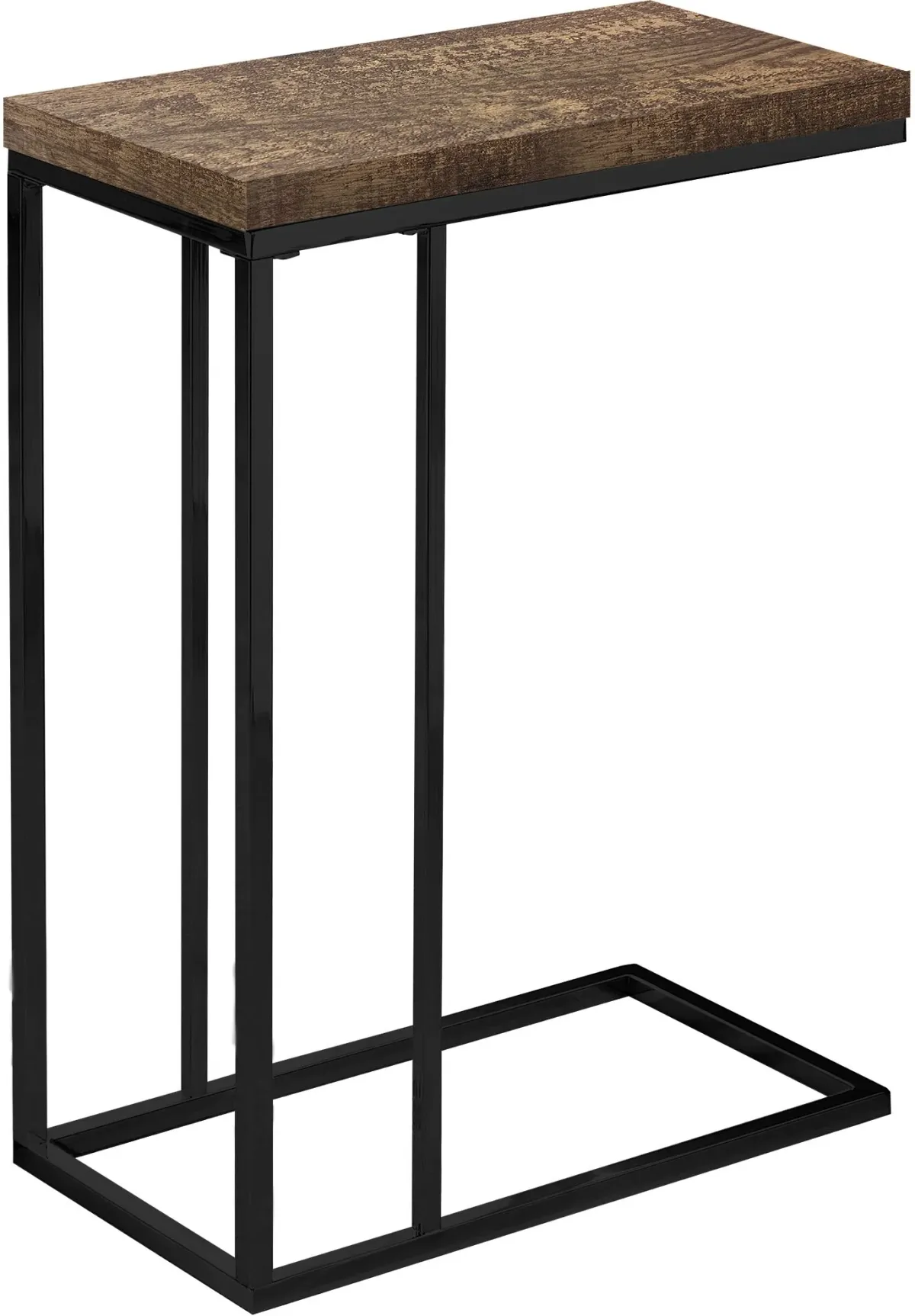 Accent Table, C-Shaped, End, Side, Snack, Living Room, Bedroom, Metal, Laminate, Brown, Black, Contemporary, Modern