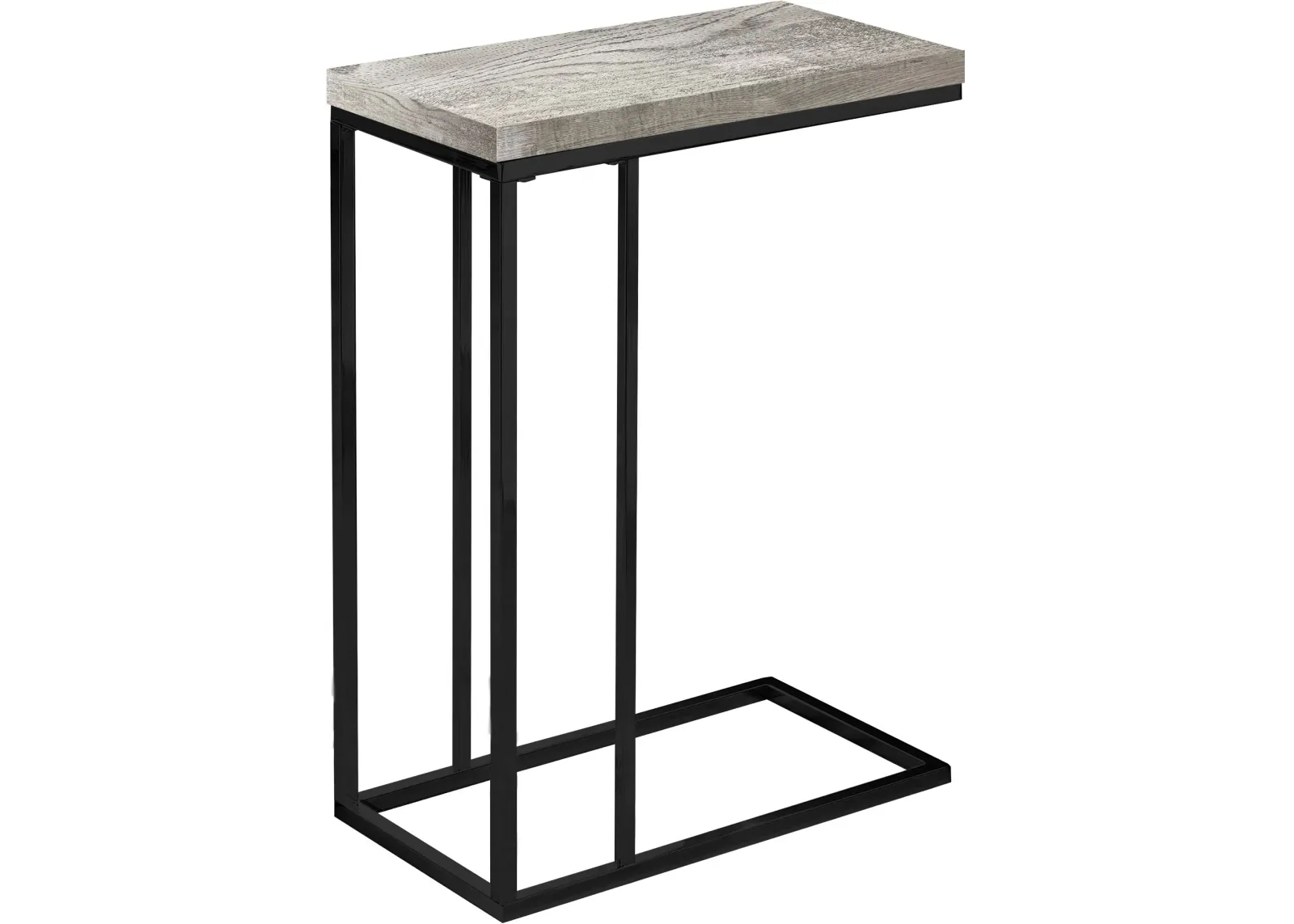 Accent Table, C-Shaped, End, Side, Snack, Living Room, Bedroom, Metal, Laminate, Grey, Black, Contemporary, Modern