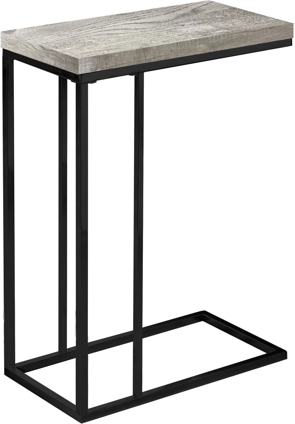 Accent Table, C-Shaped, End, Side, Snack, Living Room, Bedroom, Metal, Laminate, Grey, Black, Contemporary, Modern