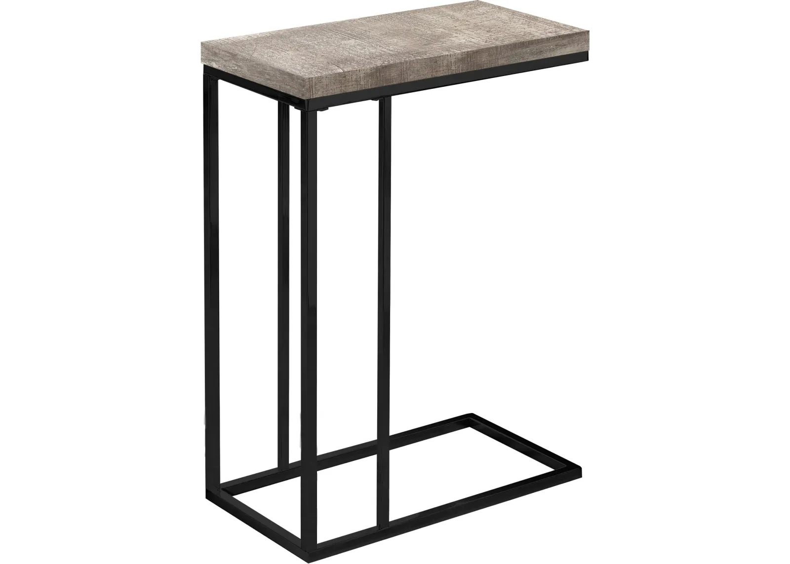 Accent Table, C-Shaped, End, Side, Snack, Living Room, Bedroom, Metal, Laminate, Beige, Black, Contemporary, Modern