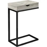 Accent Table, C-Shaped, End, Side, Snack, Storage Drawer, Living Room, Bedroom, Metal, Laminate, Grey, Black, Contemporary, Modern