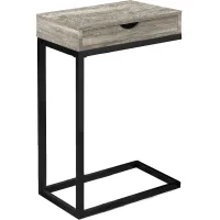 Accent Table, C-Shaped, End, Side, Snack, Storage Drawer, Living Room, Bedroom, Metal, Laminate, Beige, Black, Contemporary, Modern
