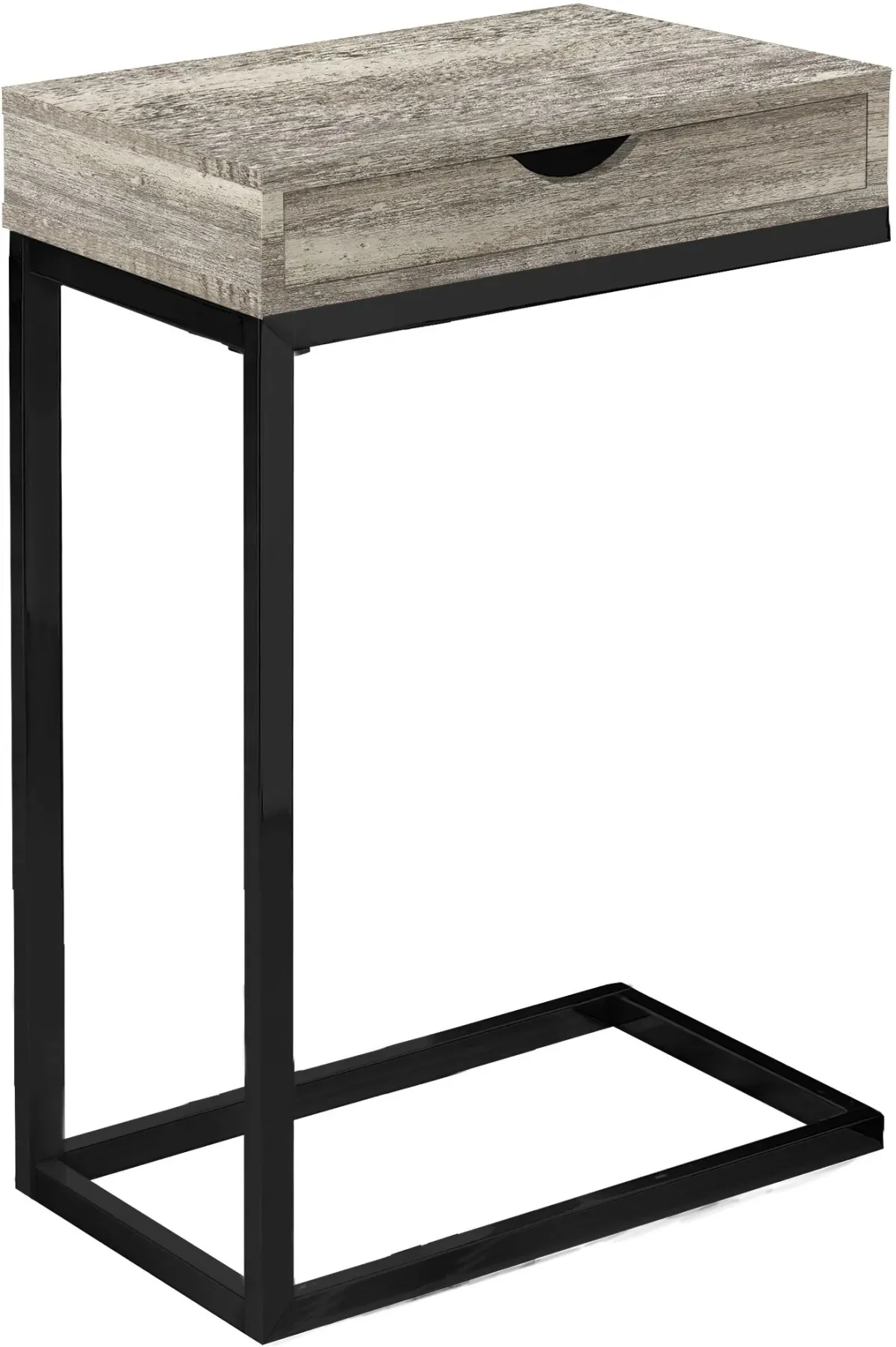 Accent Table, C-Shaped, End, Side, Snack, Storage Drawer, Living Room, Bedroom, Metal, Laminate, Beige, Black, Contemporary, Modern