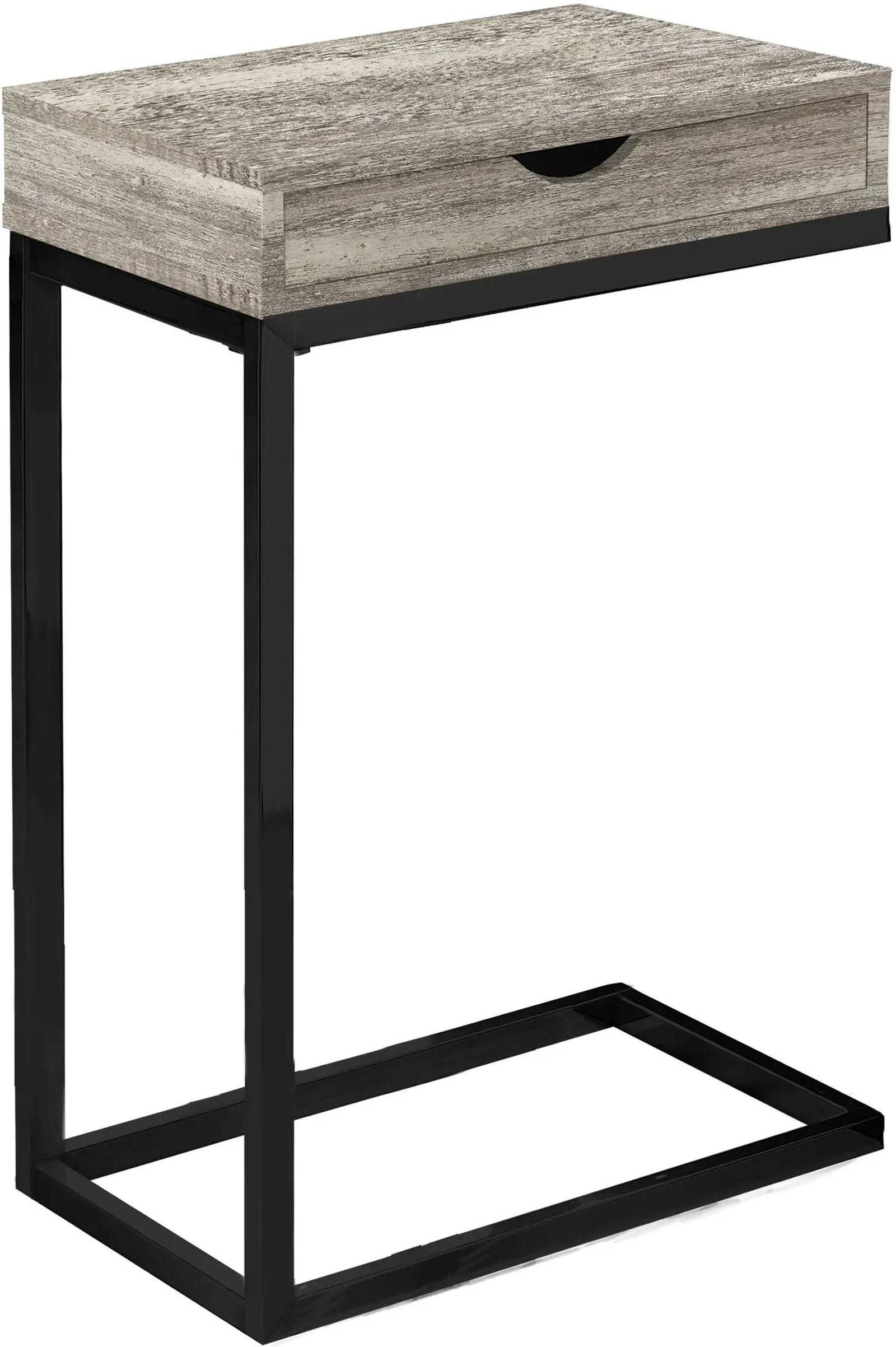 Accent Table, C-Shaped, End, Side, Snack, Storage Drawer, Living Room, Bedroom, Metal, Laminate, Beige, Black, Contemporary, Modern