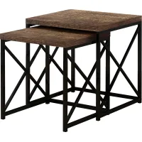 Nesting Table, Set Of 2, Side, End, Metal, Accent, Living Room, Bedroom, Metal, Laminate, Brown, Black, Contemporary, Modern