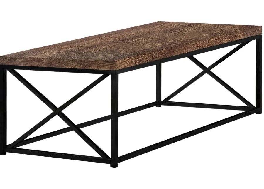 Coffee Table, Accent, Cocktail, Rectangular, Living Room, 44"L, Metal, Laminate, Brown, Black, Contemporary, Modern