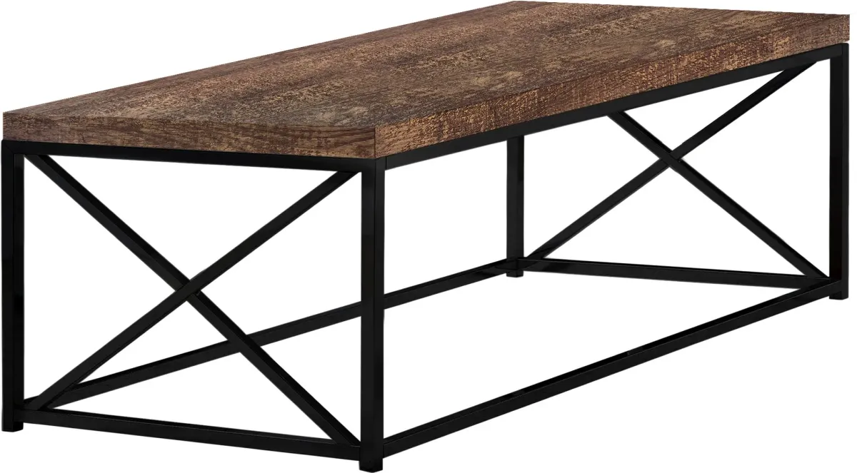 Coffee Table, Accent, Cocktail, Rectangular, Living Room, 44"L, Metal, Laminate, Brown, Black, Contemporary, Modern