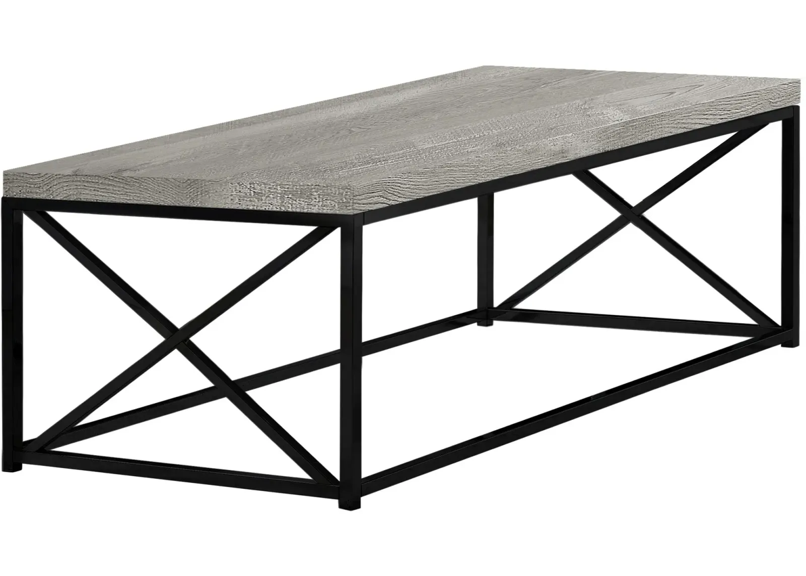 Coffee Table, Accent, Cocktail, Rectangular, Living Room, 44"L, Metal, Laminate, Grey, Black, Contemporary, Modern