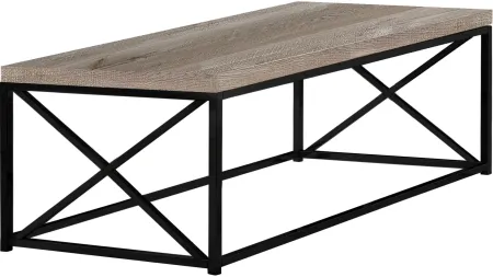 Coffee Table, Accent, Cocktail, Rectangular, Living Room, 44"L, Metal, Laminate, Beige, Black, Contemporary, Modern