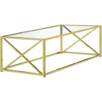 Coffee Table, Accent, Cocktail, Rectangular, Living Room, 44"L, Metal, Tempered Glass, Gold, Contemporary, Modern