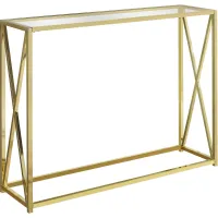 Accent Table, Console, Entryway, Narrow, Sofa, Living Room, Bedroom, Metal, Tempered Glass, Gold, Clear, Contemporary, Modern