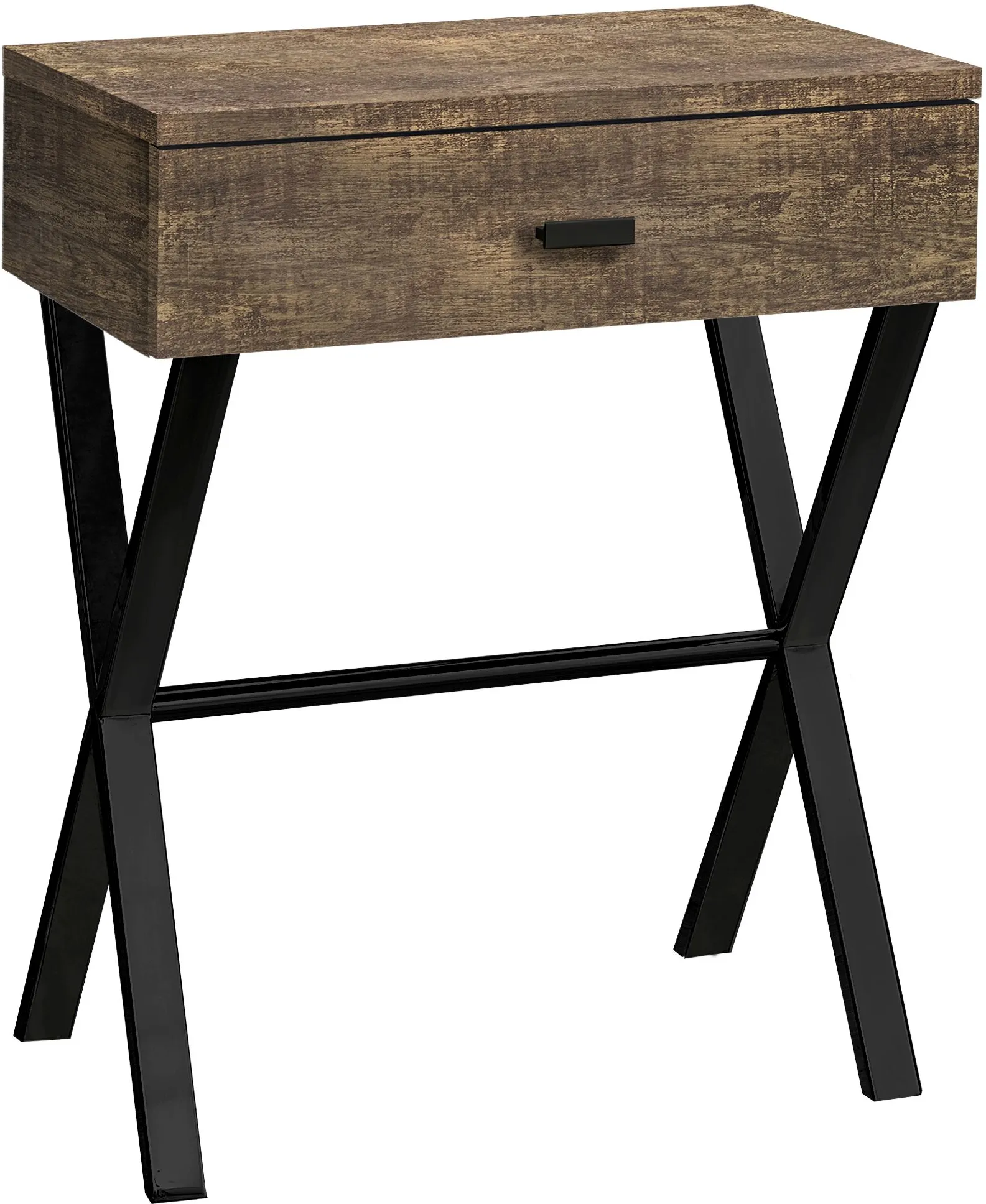 Accent Table, Side, End, Nightstand, Lamp, Storage Drawer, Living Room, Bedroom, Metal, Laminate, Brown, Black, Contemporary, Modern