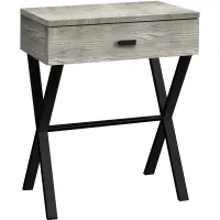 Accent Table, Side, End, Nightstand, Lamp, Storage Drawer, Living Room, Bedroom, Metal, Laminate, Grey, Black, Contemporary, Modern