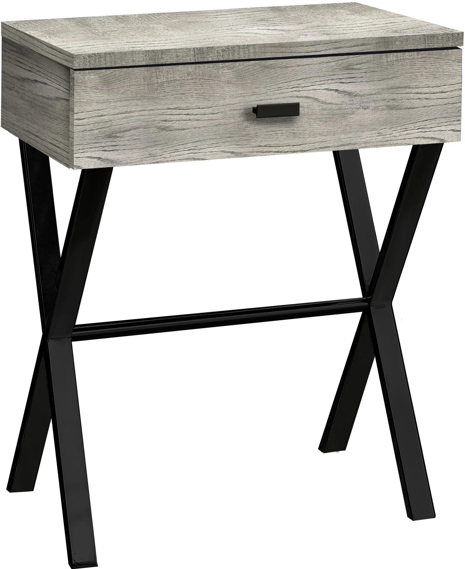 Accent Table, Side, End, Nightstand, Lamp, Storage Drawer, Living Room, Bedroom, Metal, Laminate, Grey, Black, Contemporary, Modern