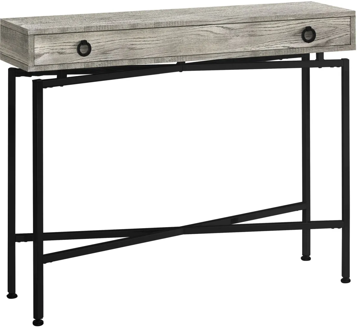 Accent Table, Console, Entryway, Narrow, Sofa, Storage Drawer, Living Room, Bedroom, Metal, Laminate, Grey, Black, Contemporary, Modern