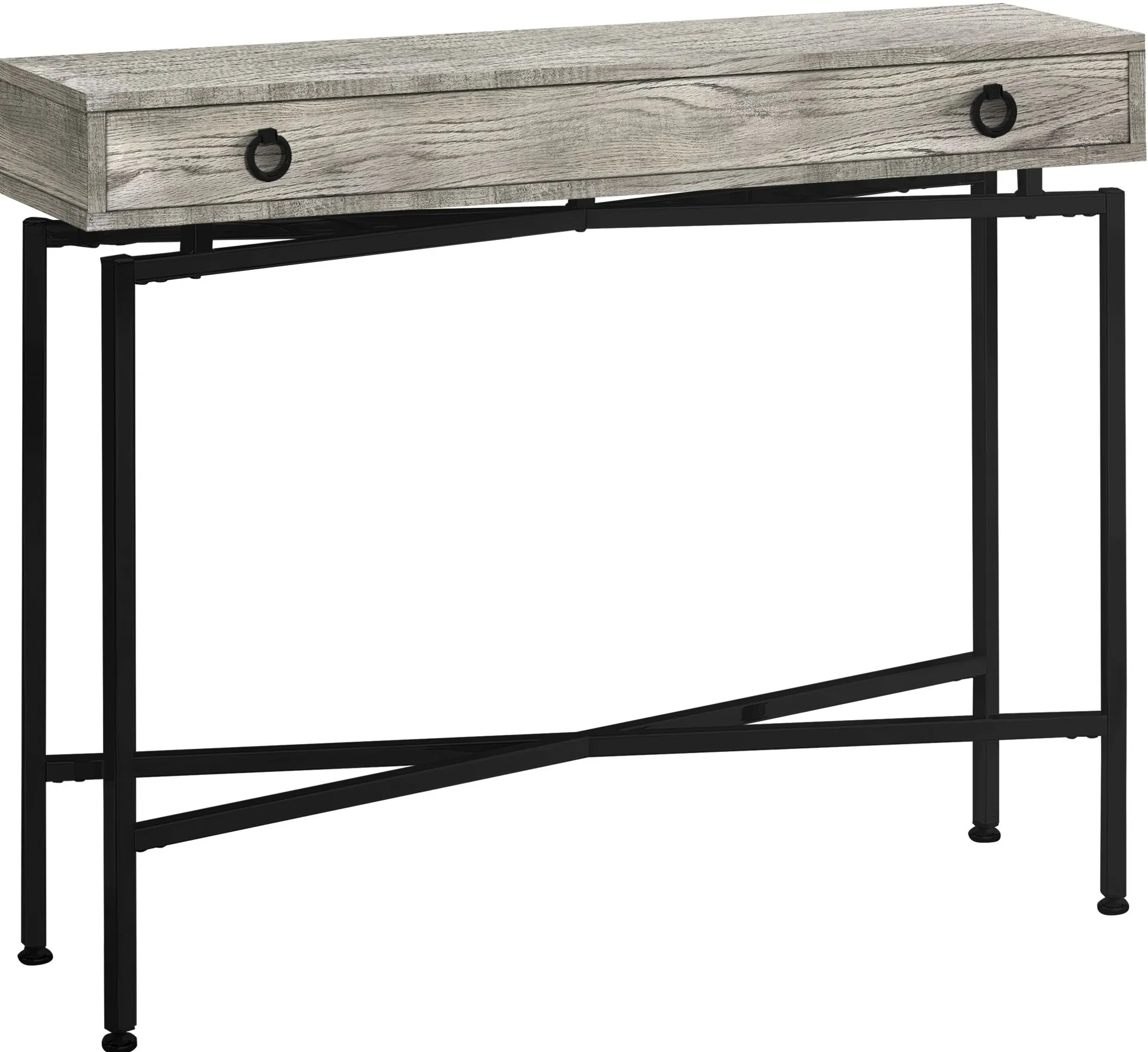 Accent Table, Console, Entryway, Narrow, Sofa, Storage Drawer, Living Room, Bedroom, Metal, Laminate, Grey, Black, Contemporary, Modern