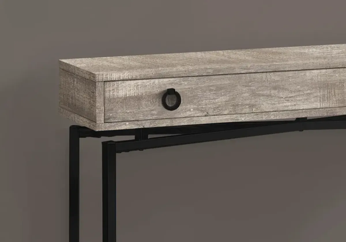 Accent Table, Console, Entryway, Narrow, Sofa, Storage Drawer, Living Room, Bedroom, Metal, Laminate, Beige, Black, Contemporary, Modern