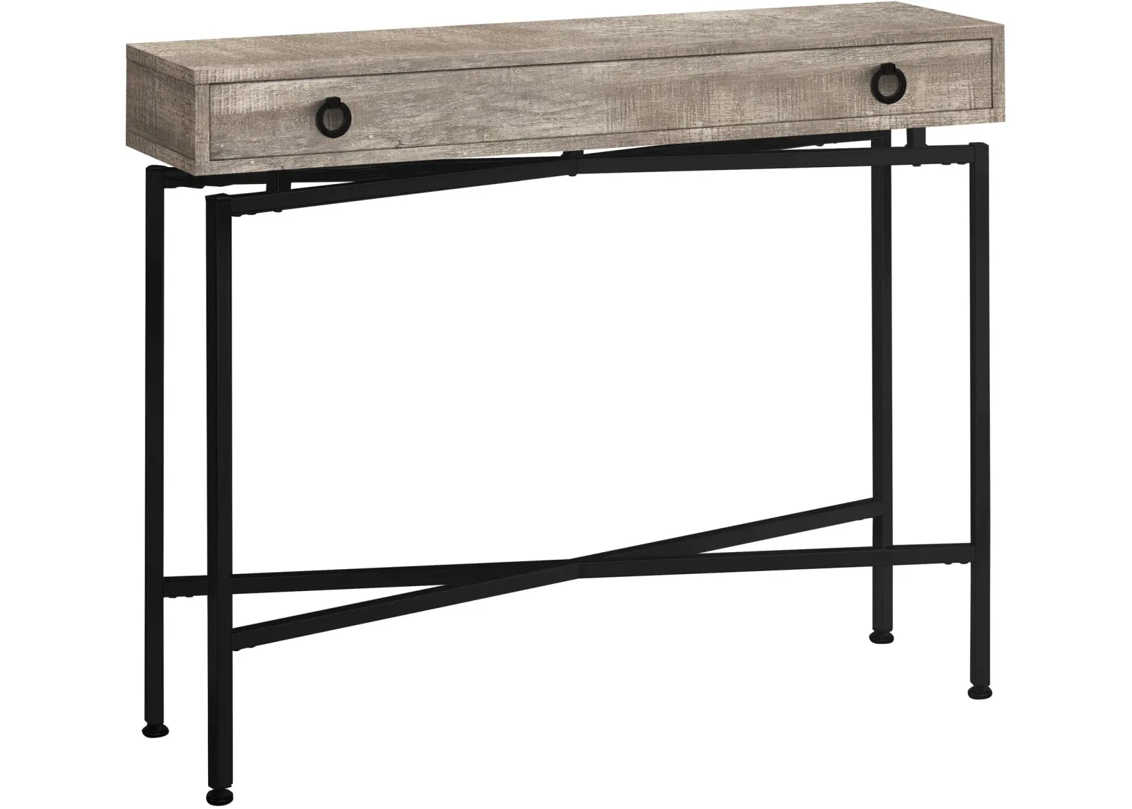 Accent Table, Console, Entryway, Narrow, Sofa, Storage Drawer, Living Room, Bedroom, Metal, Laminate, Beige, Black, Contemporary, Modern