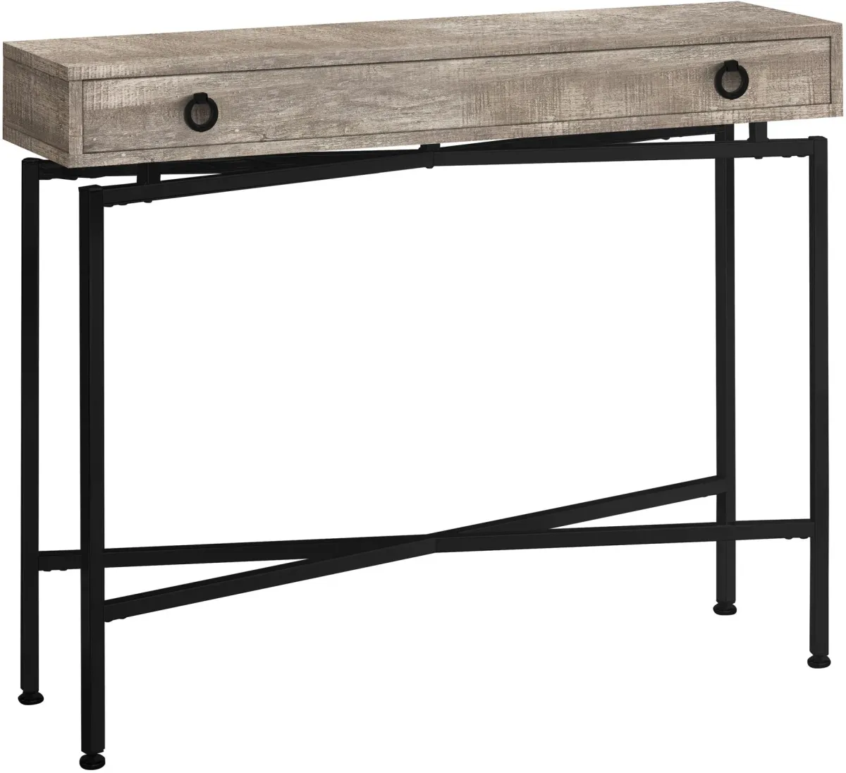 Accent Table, Console, Entryway, Narrow, Sofa, Storage Drawer, Living Room, Bedroom, Metal, Laminate, Beige, Black, Contemporary, Modern