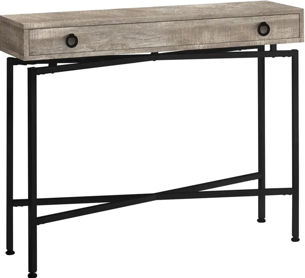 Accent Table, Console, Entryway, Narrow, Sofa, Storage Drawer, Living Room, Bedroom, Metal, Laminate, Beige, Black, Contemporary, Modern