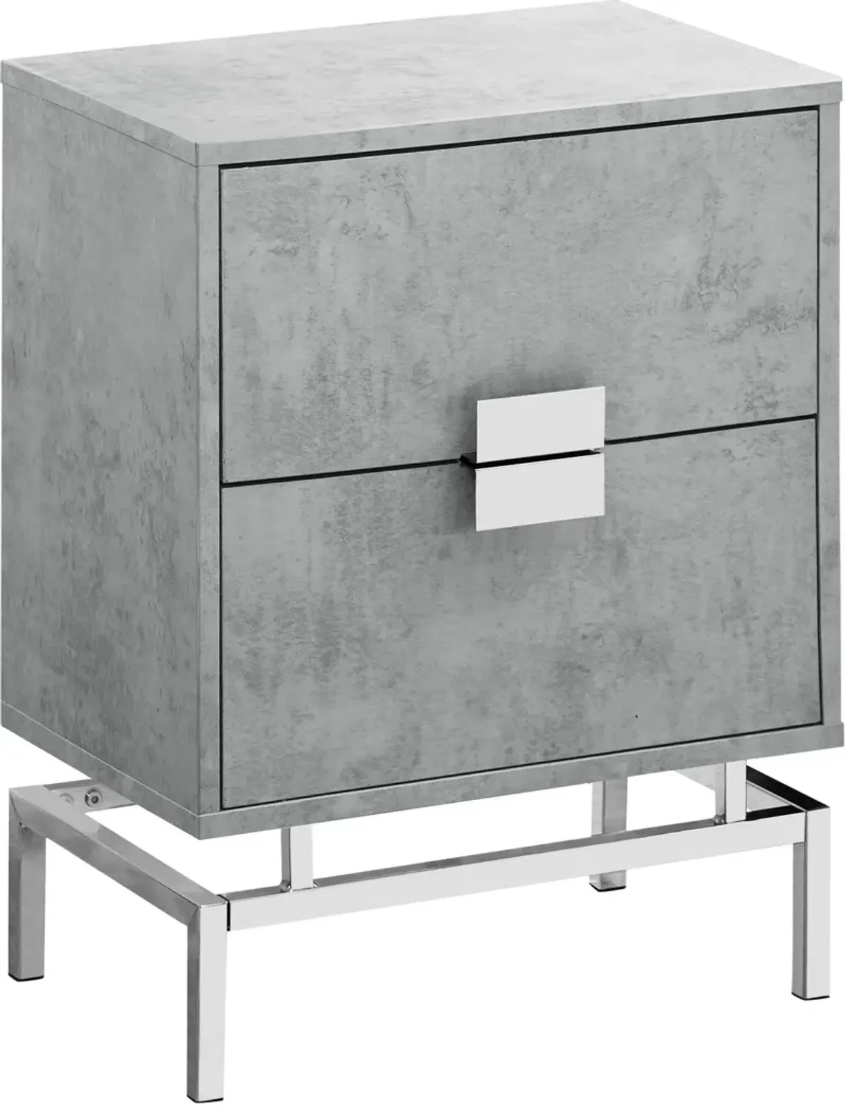 Accent Table, Side, End, Nightstand, Lamp, Storage Drawer, Living Room, Bedroom, Metal, Laminate, Grey, Chrome, Contemporary, Modern