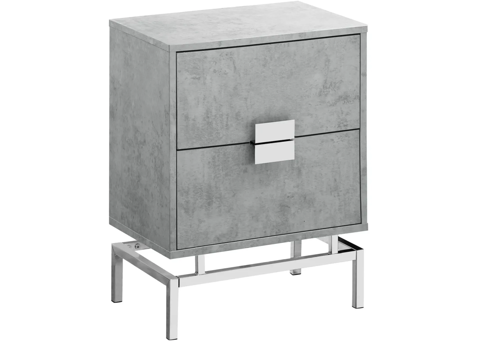 Accent Table, Side, End, Nightstand, Lamp, Storage Drawer, Living Room, Bedroom, Metal, Laminate, Grey, Chrome, Contemporary, Modern